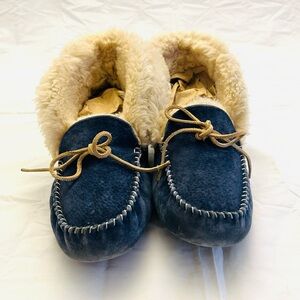 UGG Alena Sheepskin Blue Moccasin Slippers
